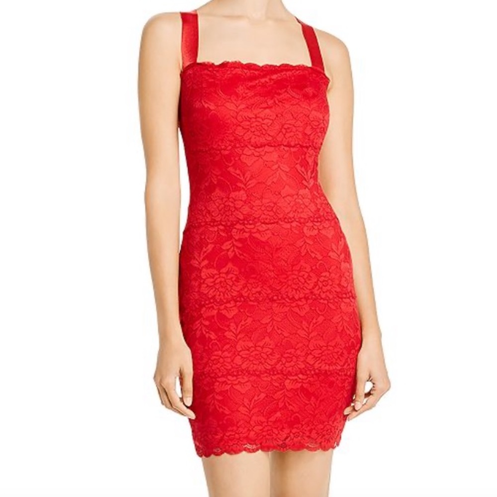 Guess red lace mini dress Renny NWT